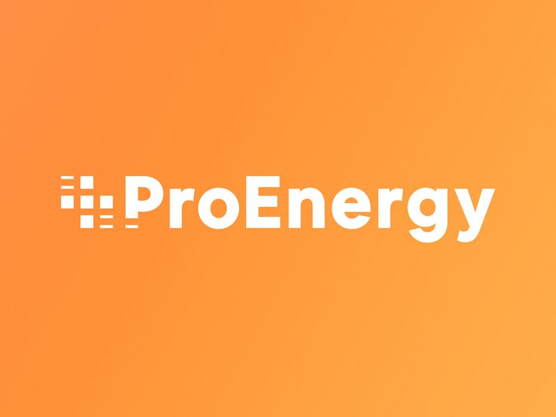 ProEnergy white logo on an orange background