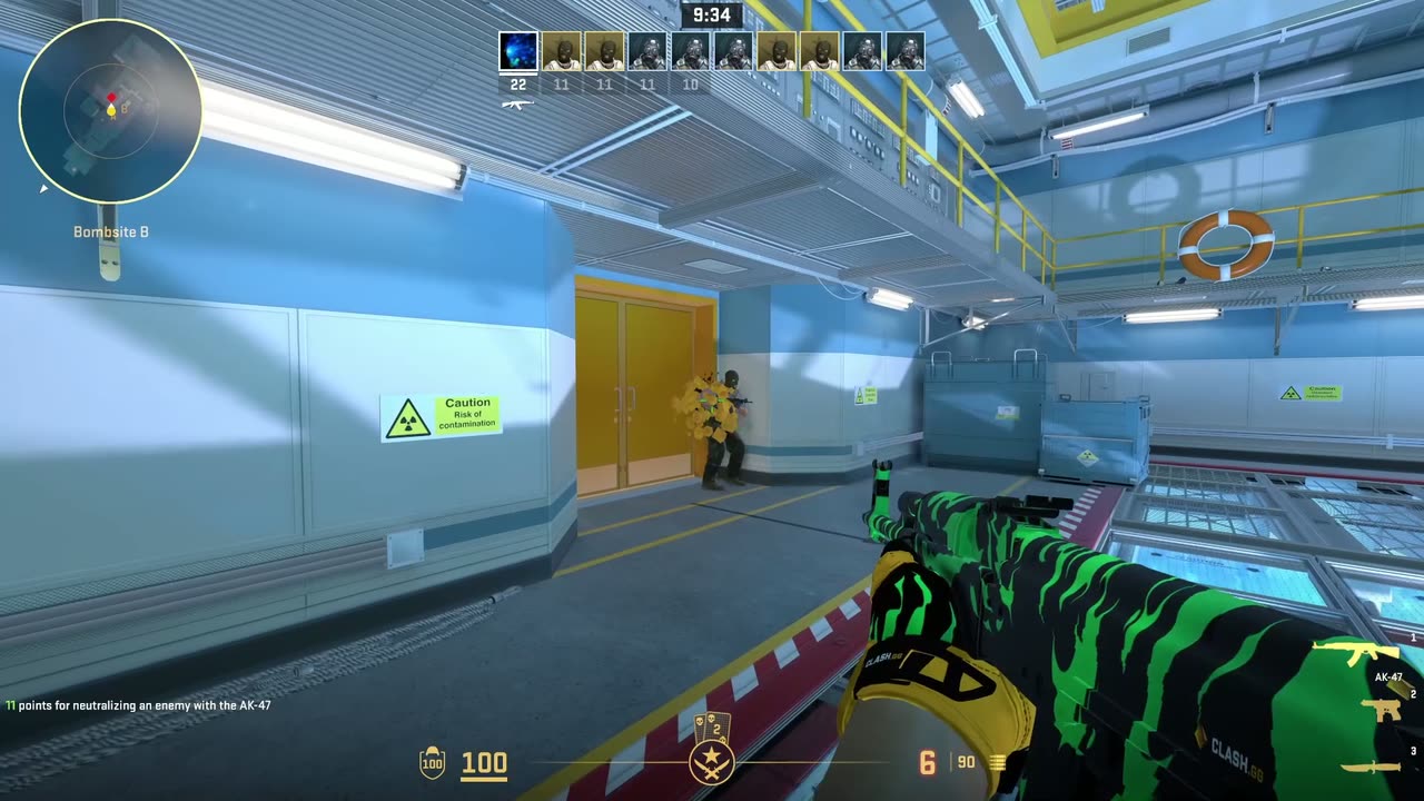 Clash activation in Counter-Strike 2 with green branded gloves