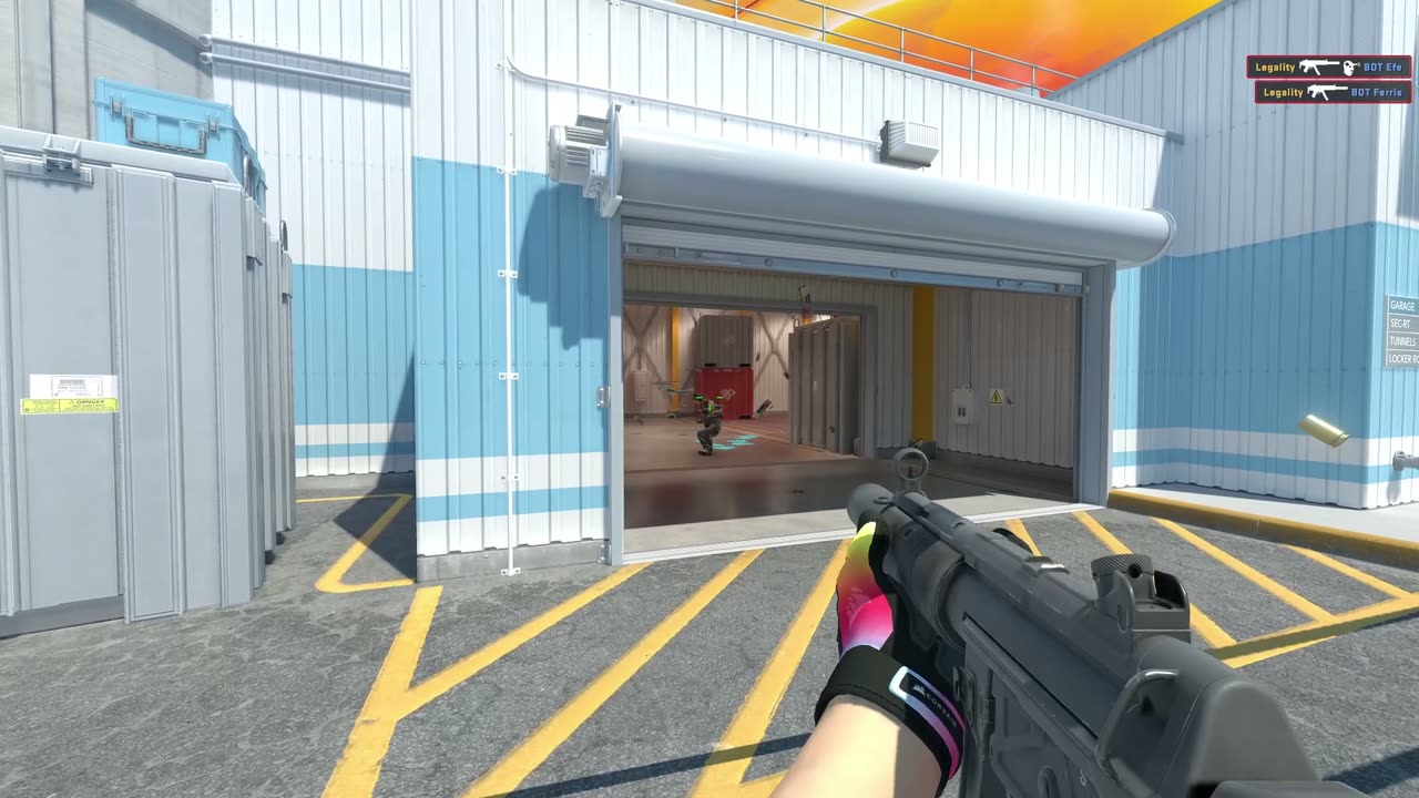 Counter-Strike 2 gameplay with a Corsair-branded skybox and branded gloves in frame