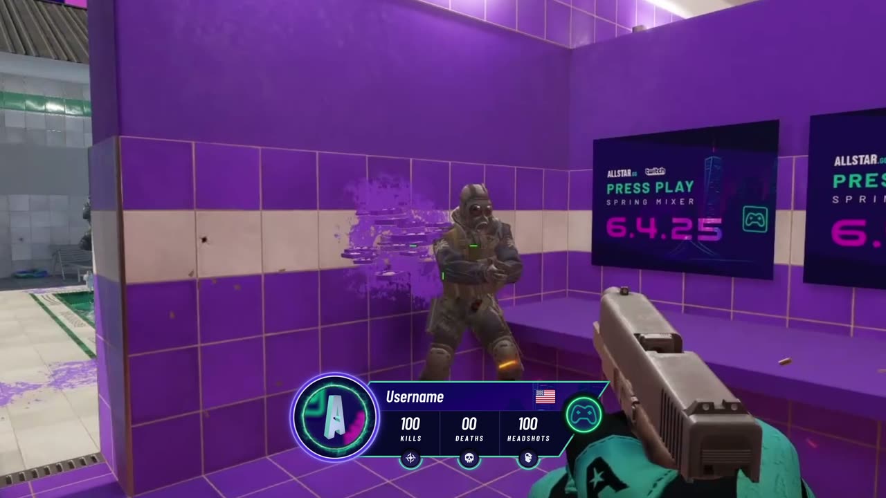 Press Play Spring Mixer: a Counter-Strike 2 map re-tiled in purple with inflatable pool toys